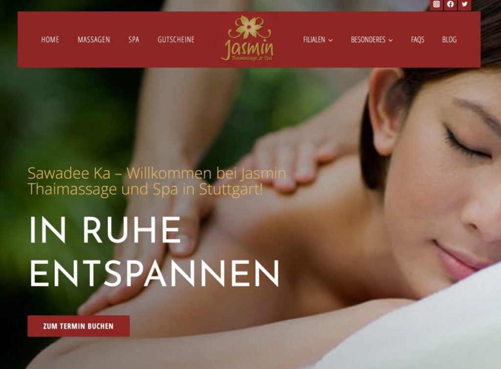 Die neue Website der Jasmin Thaimassage und Spa in Stuttgart